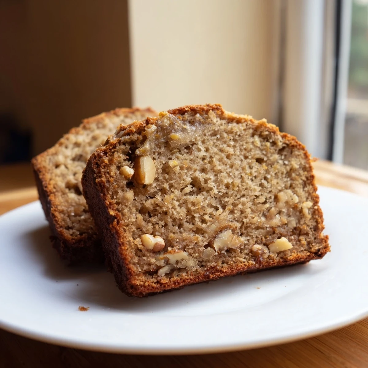 Homemade Simple Banana Bread loaf, perfectly baked and showcasing a tender crumb texture.