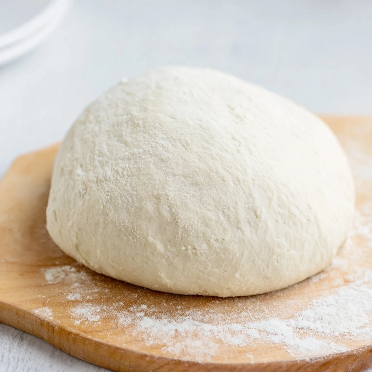 A photo of the golden, bubbly Homemade Pizza Dough ready for delicious toppings.