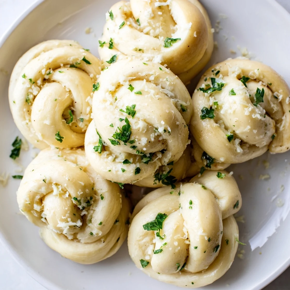 Golden-brown Homemade Garlic Knots, brushed with garlicky butter, perfect for a cozy snack.