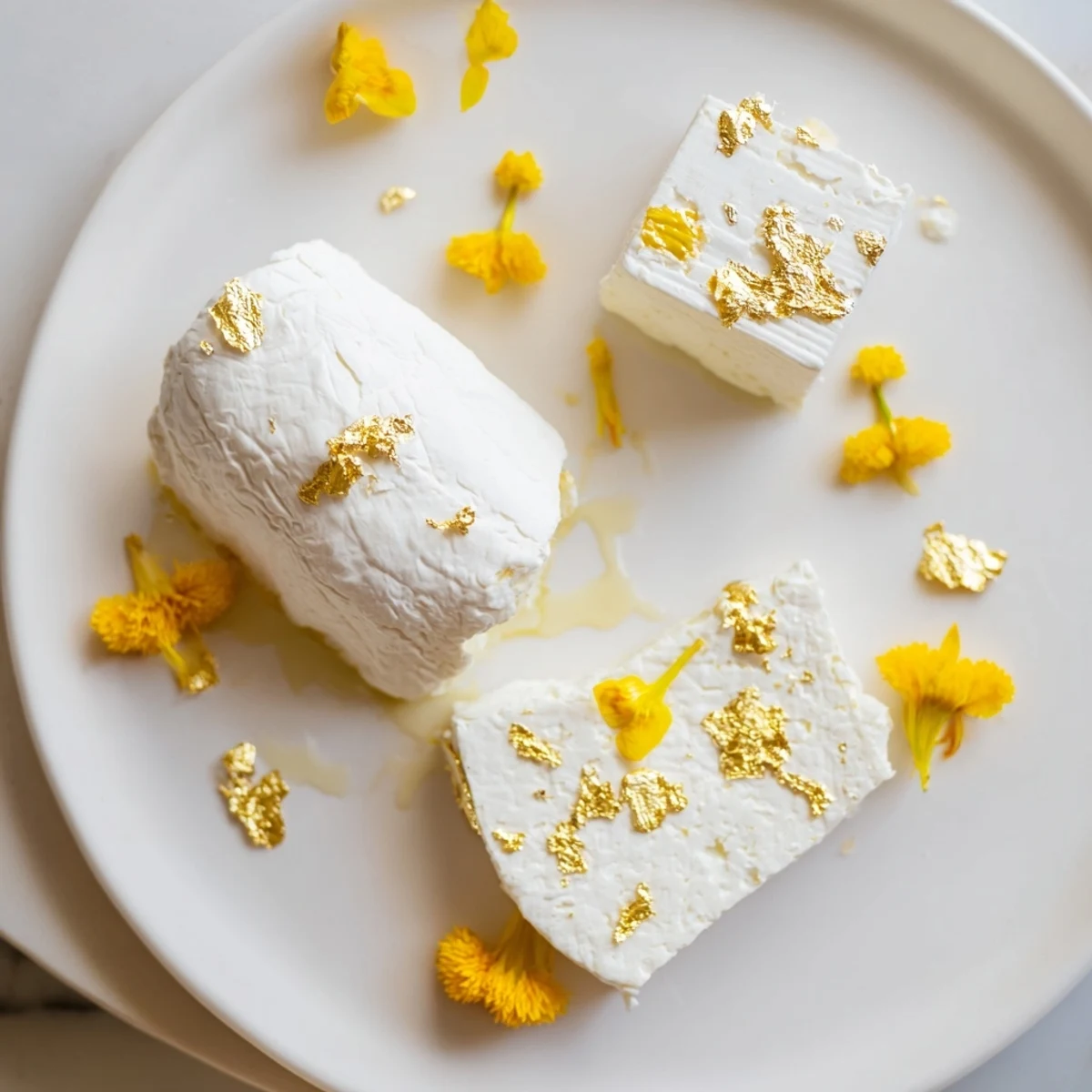 Prepare The Gilded Lily: a beautiful cheese appetizer with gold, flowers, and delicious accompaniments.