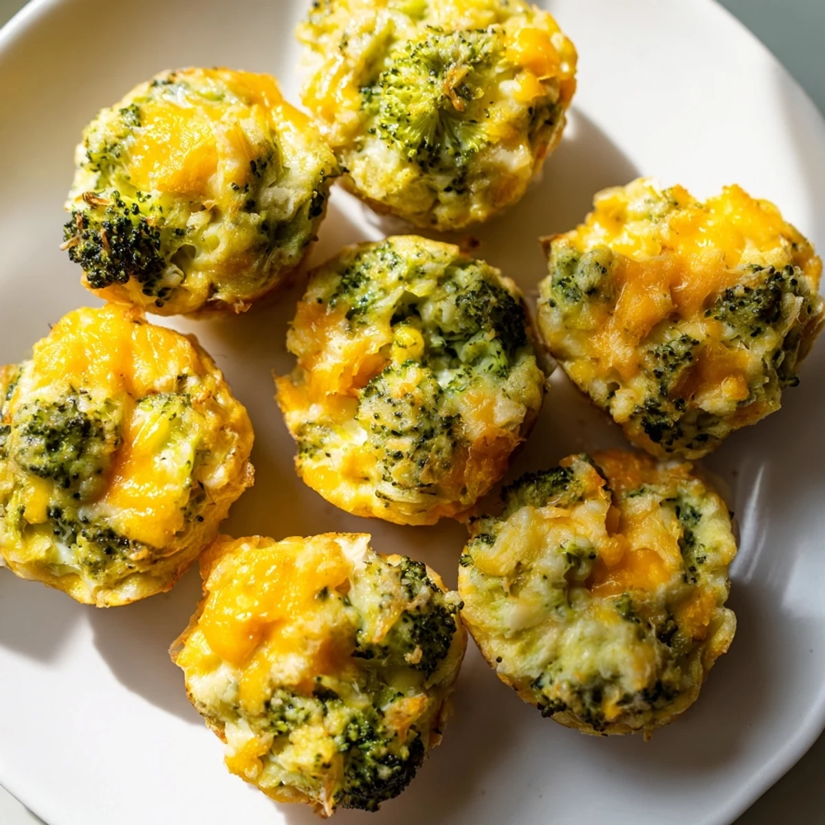 Enjoy these bite-sized Cheesy Broccoli Casserole Bites, baked until golden and perfect for dipping.