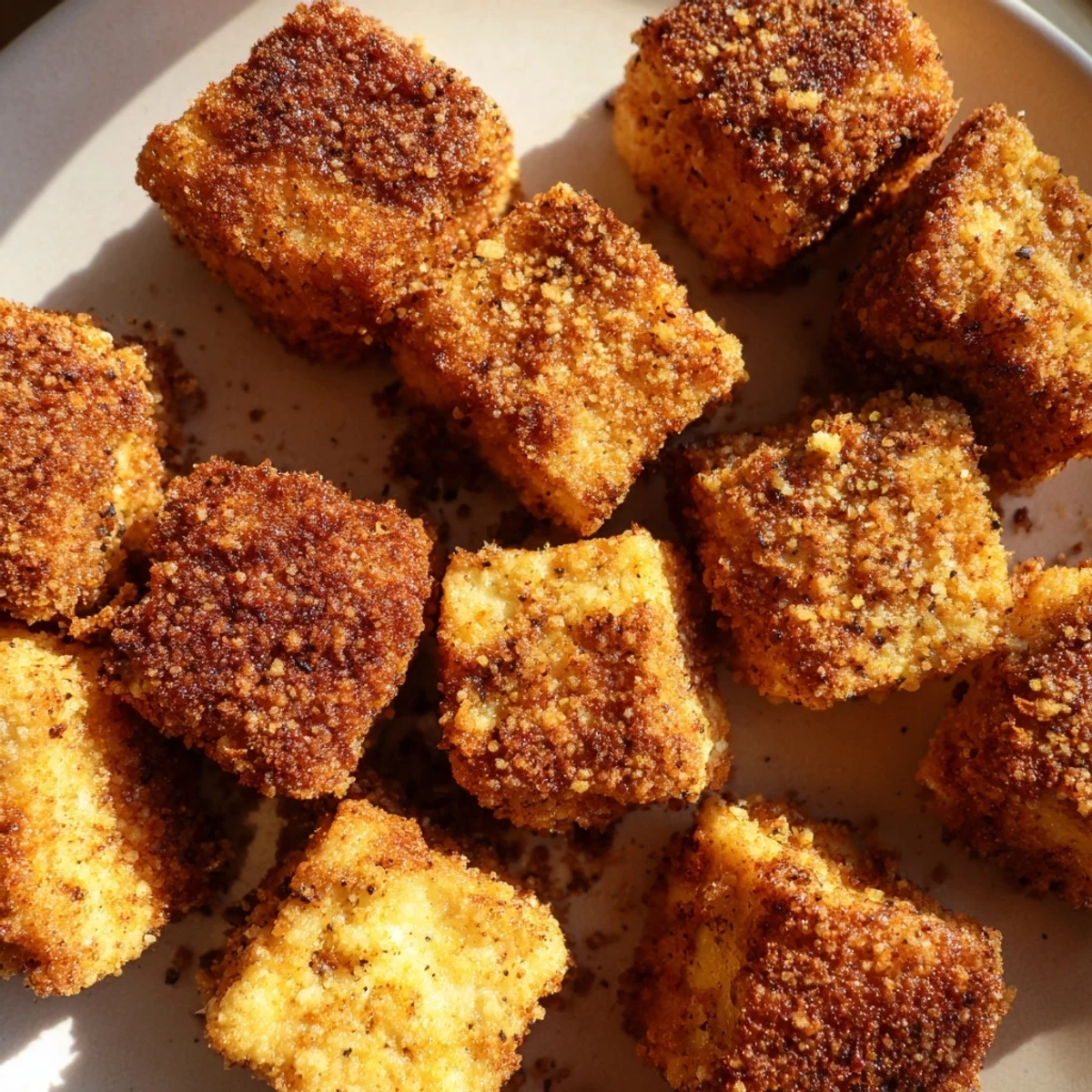 Perfectly baked or fried, these Popcorn Tofu Bites present a delightful crunch with savory seasoning.