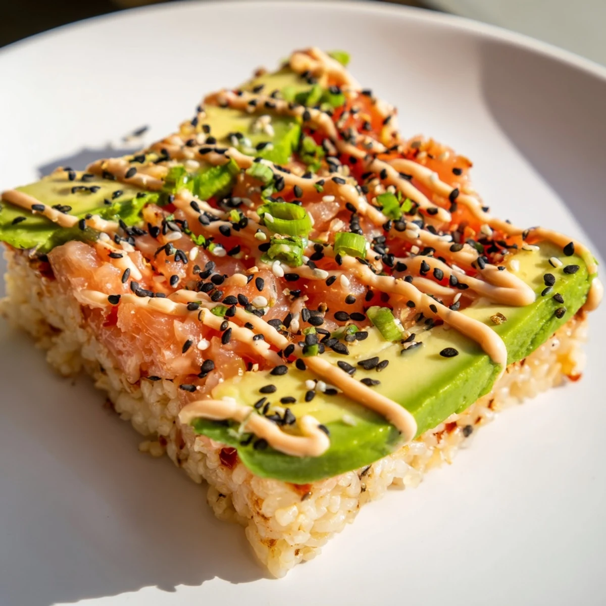 Imagine the textures: golden, crunchy rice beneath a flavorful Crispy Rice Salmon Stack.