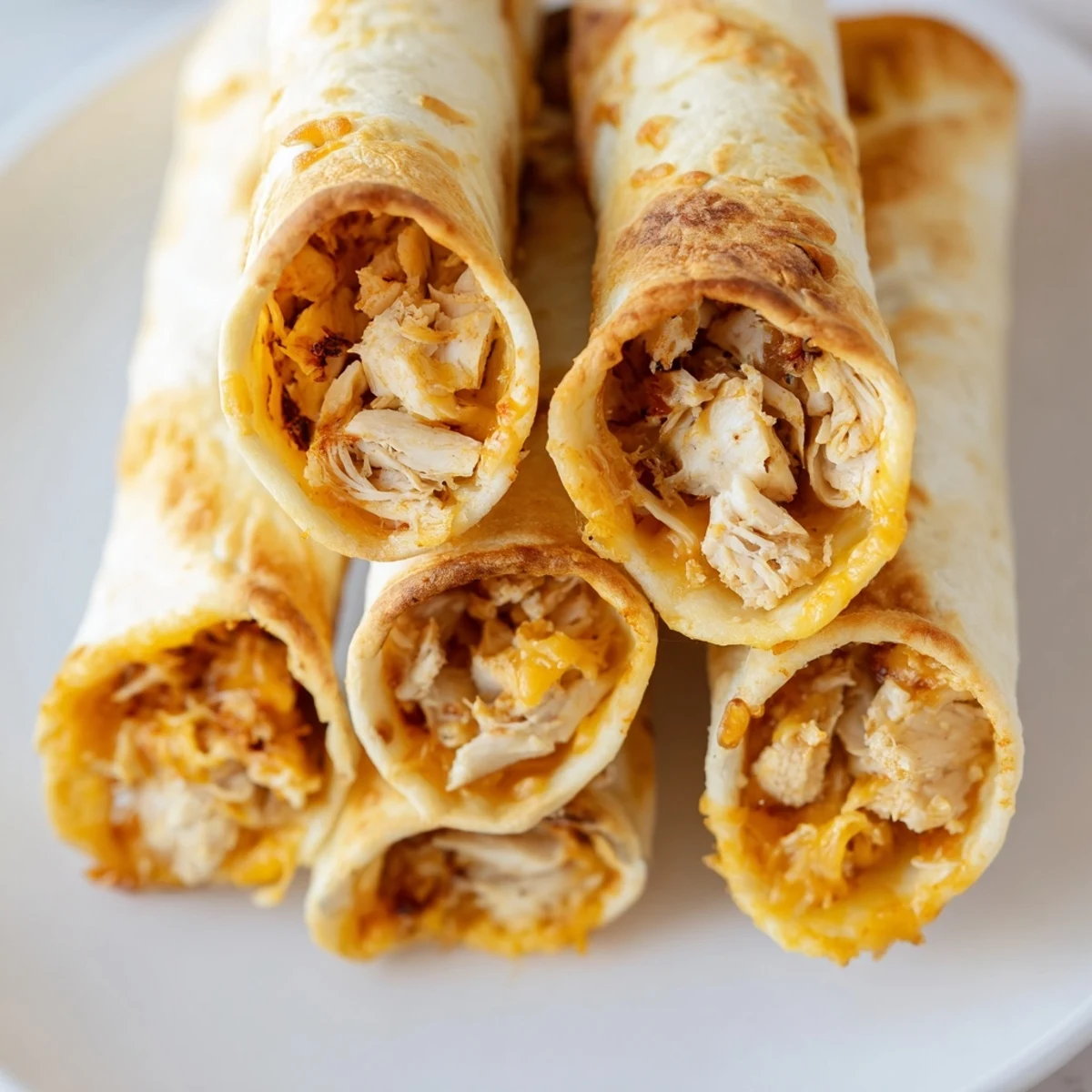 Golden, crunchy air fryer taquitos are piled on a plate, showcasing a delicious Mexican meal idea with fresh salsa.