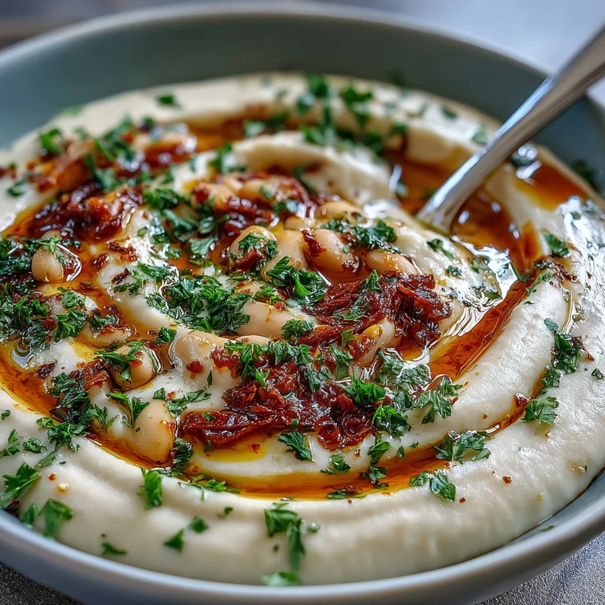 Creamy White Bean Soup with Tomato served in rustic bowls with fresh parsley and warm crusty bread.