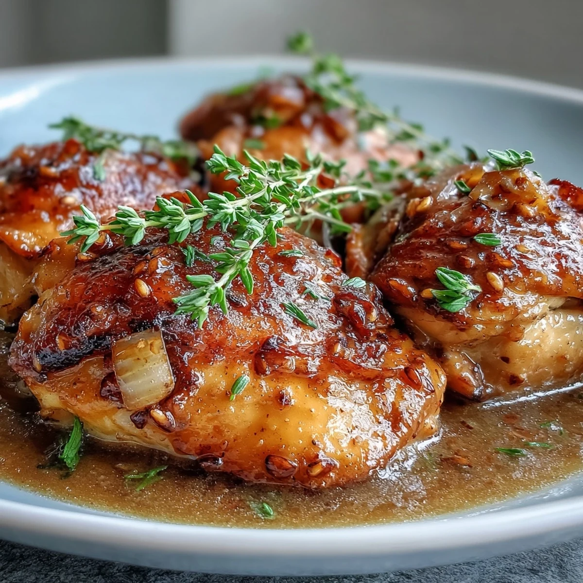 Boneless chicken breasts coated in a sweet and tangy Slow Cooker Honey Mustard Chicken sauce in the slow cooker.