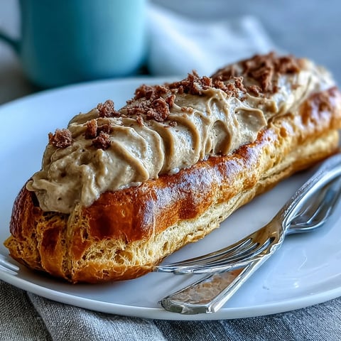 Smooth, roasted Hojicha Pastry Cream with visible tea specks sits in a glass bowl, ready to be piped into cream puffs.