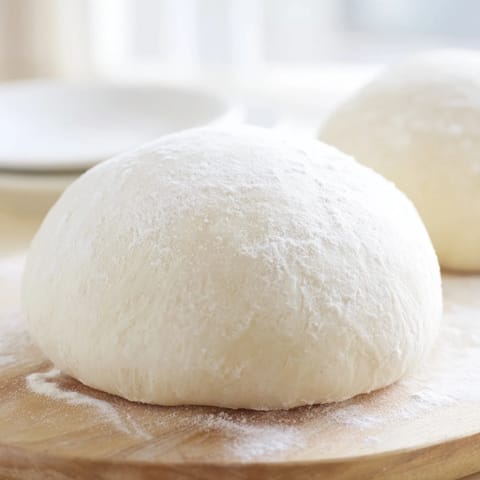 Homemade Pizza Dough, soft and airy after rising, prepared for a family's pizza night feast.