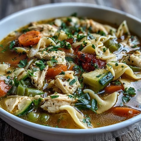 Pasta Soup With Chicken and Vegetables