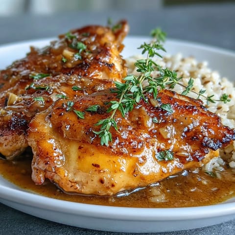Tender Slow Cooker Honey Mustard Chicken breasts in a velvety, golden sauce served over creamy mashed potatoes.