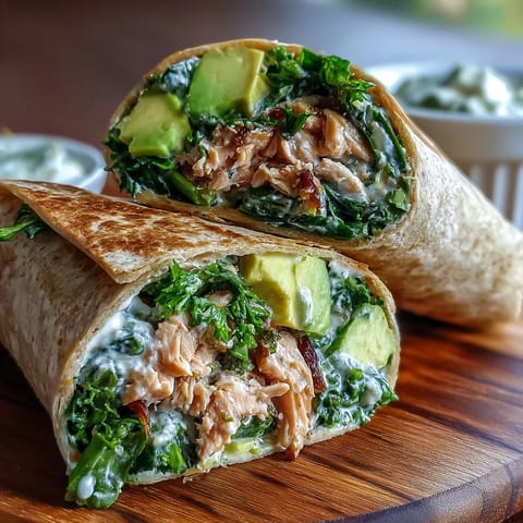 Creamy avocado blends with flaky tuna and spinach, rolled into easy wraps perfect for meal prep.