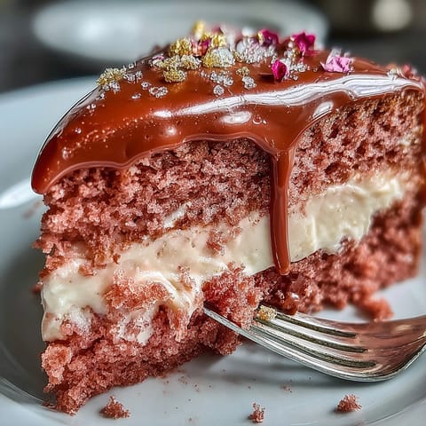 Blush pink Rosé Velvet Cake, perfectly frosted for celebrations.