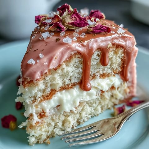 Elegant Bridal Shower Rosé Velvet Cake shines with a decadent gold drip.