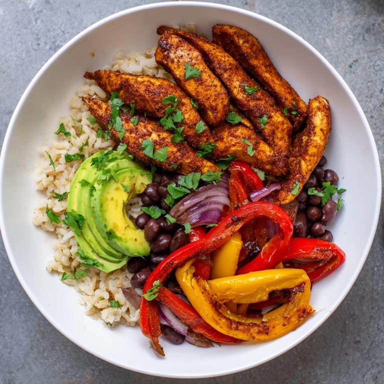 Healthy Make-Ahead Chicken Fajita Meal Prep Bowls: Ready-to-eat lunches with vibrant veggies and tender chicken strips.