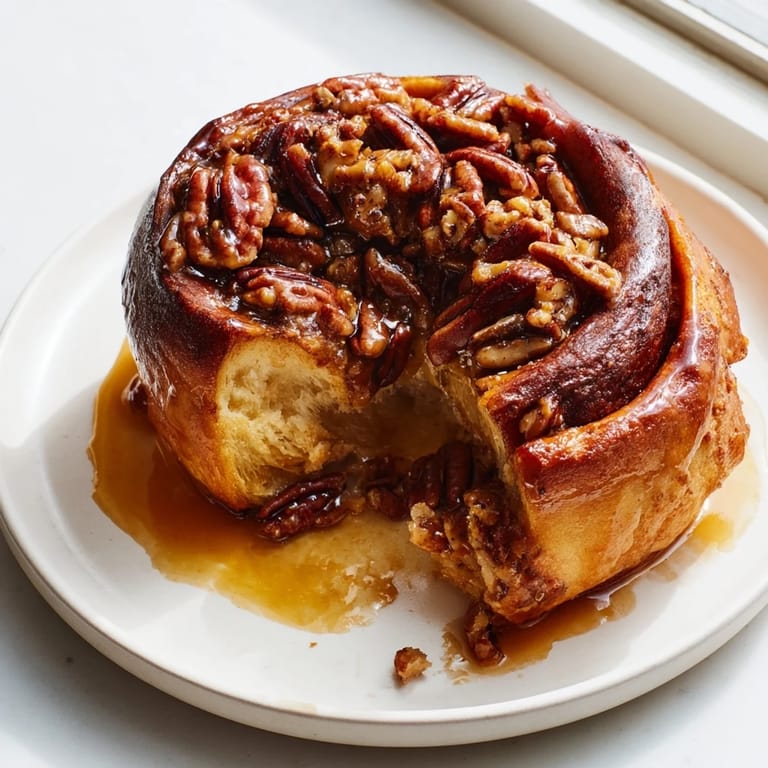 Freshly baked Pecan and Honey Sticky Buns, invitingly sticky and sweet, perfect with coffee or tea.