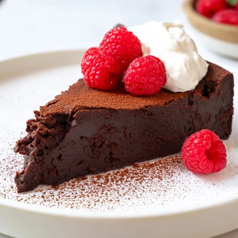 Imagine a moist, intensely rich Decadent Flourless Chocolate Cake, perfect for any chocolate craving.
