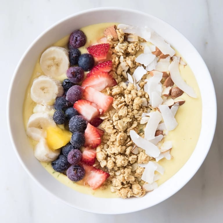 Frozen fruit in Breakfast Smoothie Packs, ready to become delicious, customized smoothie bowls, beautifully garnished.