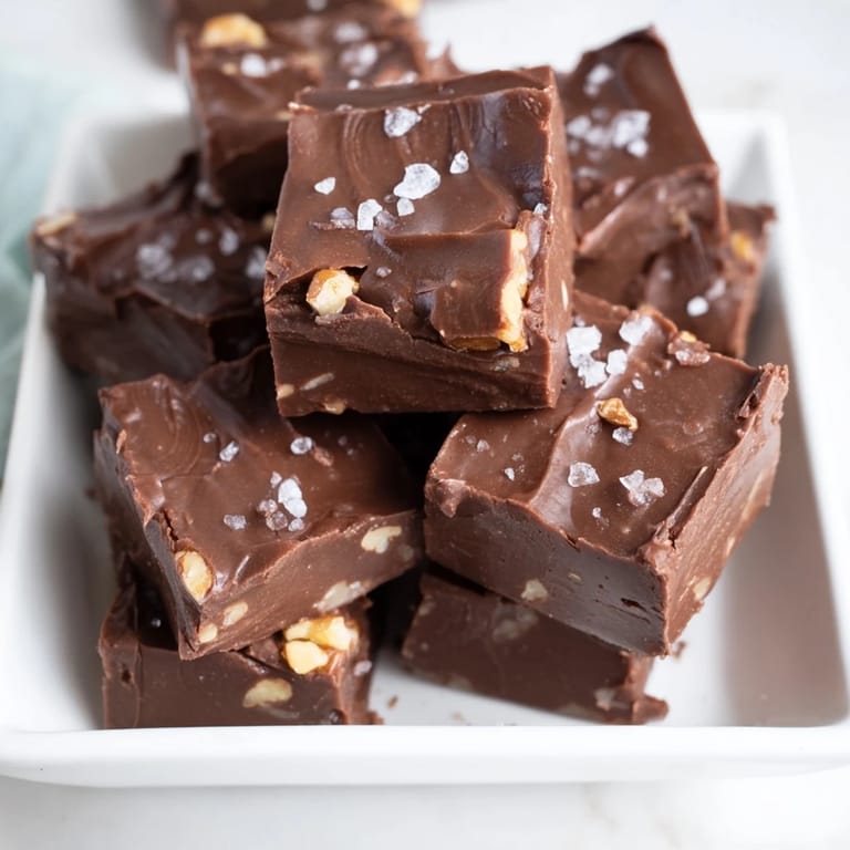 Homemade easy chocolate fudge squares, speckled with optional nuts, a perfect holiday or anytime treat.