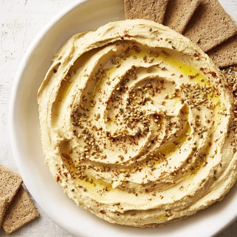 Enjoy this easy Sandstone Canyon: see hummus waves and cracker "walls" garnished with parsley and sesame seeds.