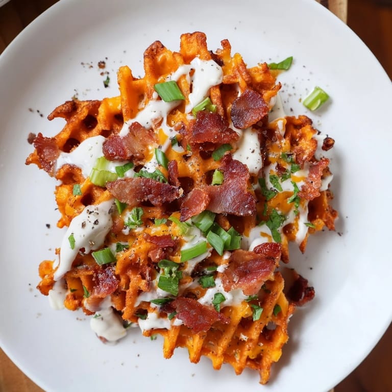 Indulge in a platter of Loaded Sweet Potato Fries, featuring creamy ranch and fresh green onion garnish.