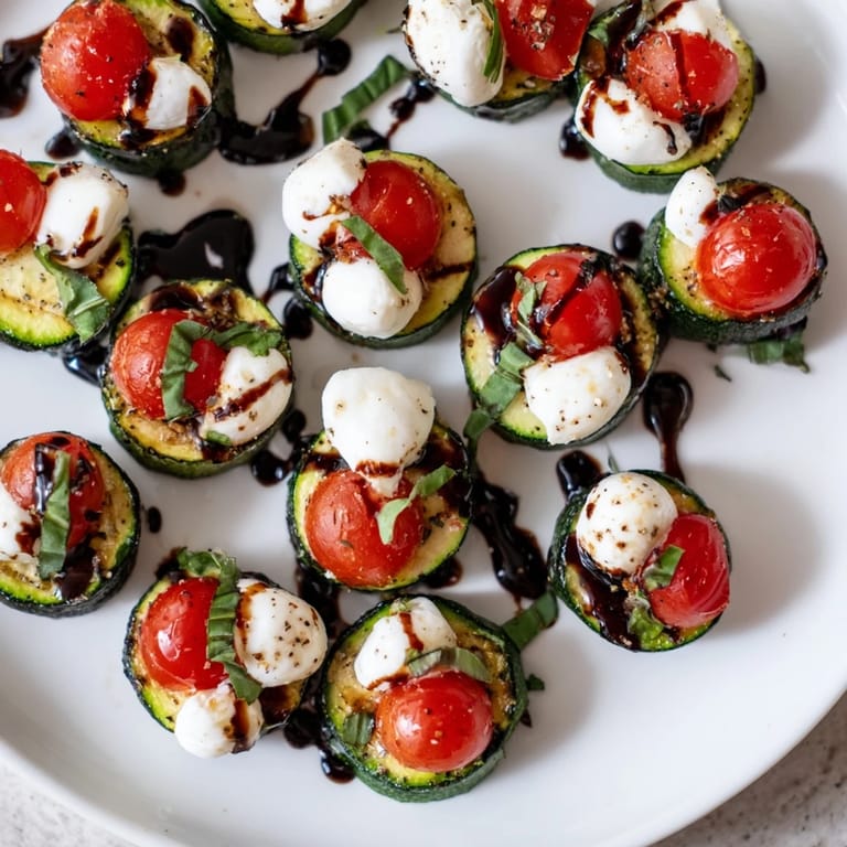 These simple, savory Zucchini Caprese Bites offer a burst of fresh flavors perfect for an Italian appetizer.