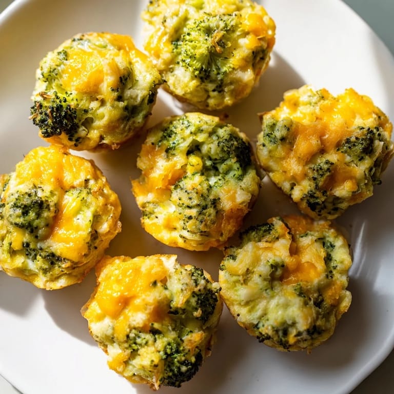 Enjoy these bite-sized Cheesy Broccoli Casserole Bites, baked until golden and perfect for dipping.