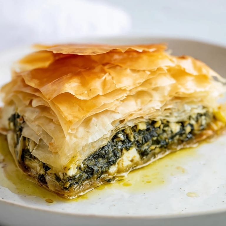 Enjoy delicious and homemade Greek Spanakopita, fragrant from fresh herbs and baked to perfection.