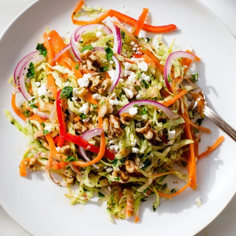 Healthy, vibrant Cooked and Loved Cabbage Salad with crunchy veggies and herbs, ready to serve as a gluten-free vegetarian dish for busy U.S. kitchens.