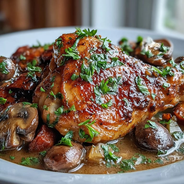 Hearty, rustic Coq au Vin Rosé served in a Dutch oven with vibrant carrots and herbs.