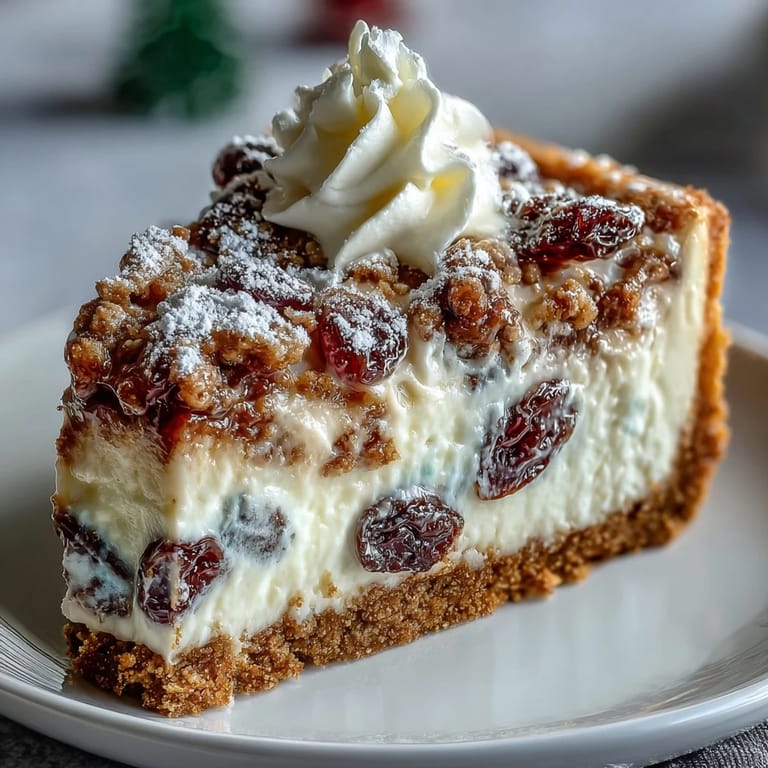 A rectangular Christmas Cheesecake Slab baked golden, garnished with soft whipped cream, perfect for holiday dessert tables.