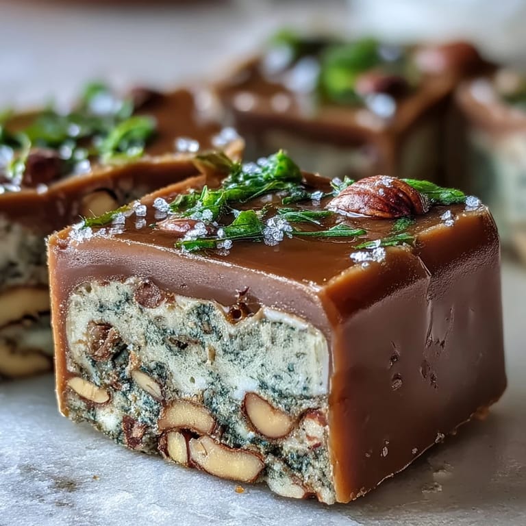 Homemade Hojicha Nougat cut into squares, ready to wrap as gifts, served with brewed hojicha tea.
