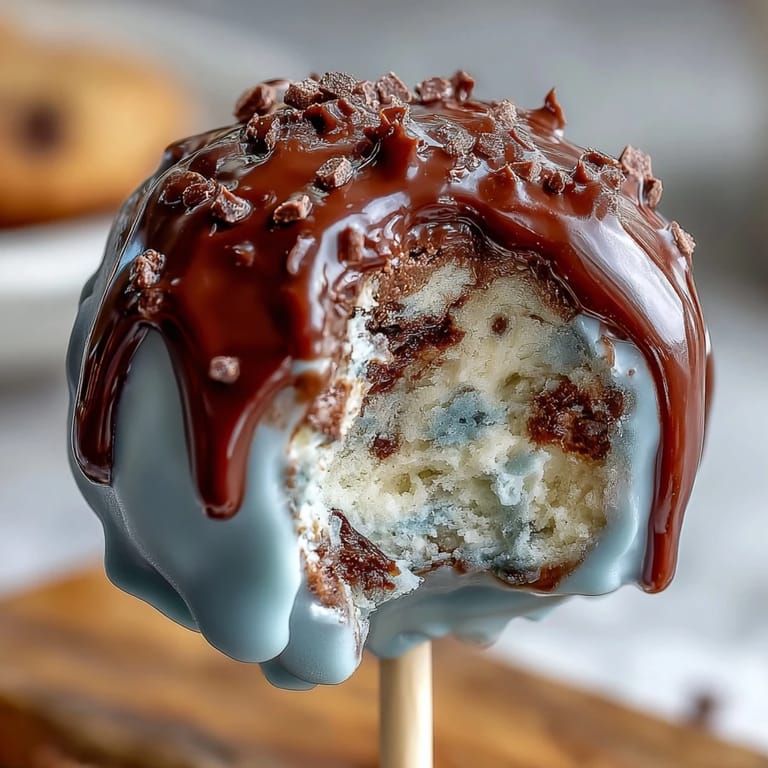 Bite-sized vanilla cake pops dipped in smooth robins egg blue chocolate and decorated with cocoa speckles for a whimsical look.  