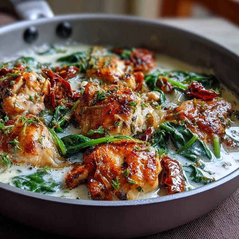 A comforting one-pot meal with tender chicken, fresh spinach, and zesty lemon in creamy orzo.  