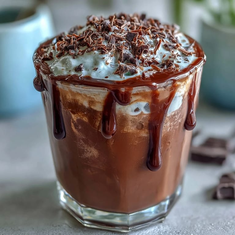 Decadent chocolate cream cold brew featuring smooth coffee, whipped chocolate cream, and a dusting of shaved chocolate for indulgence.