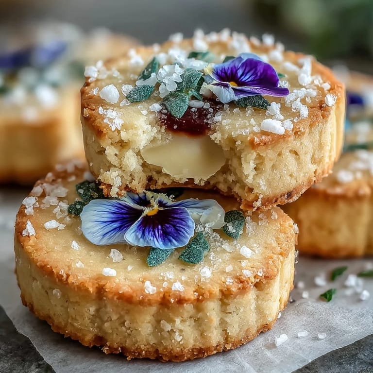 Chilled shortbread dough baked into crisp cookies and adorned with colorful, pesticide-free edible flowers.