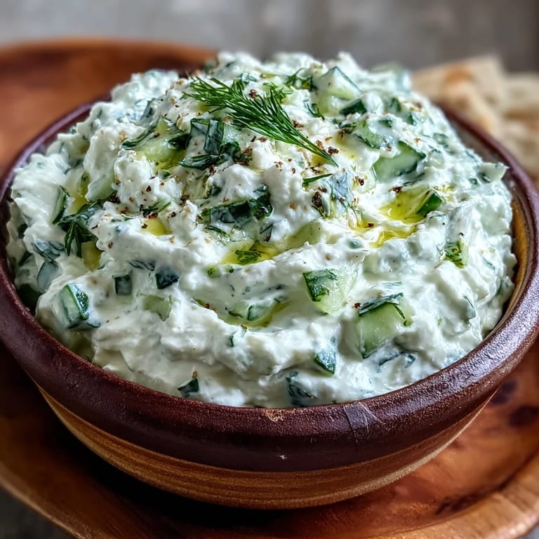 Tangy Skyr Tzatziki Dip served chilled, perfect with crunchy veggie sticks.