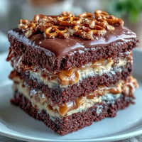 Decadent Father's Day Chocolate Peanut Butter Pretzel Cake with rich ganache drips.